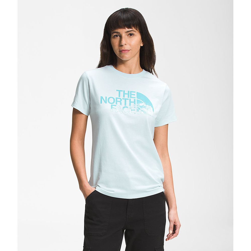 The North Face T-Shirts Womens Australia - The North Face Short Sleeve Logo Play Blue (OYL-915837)